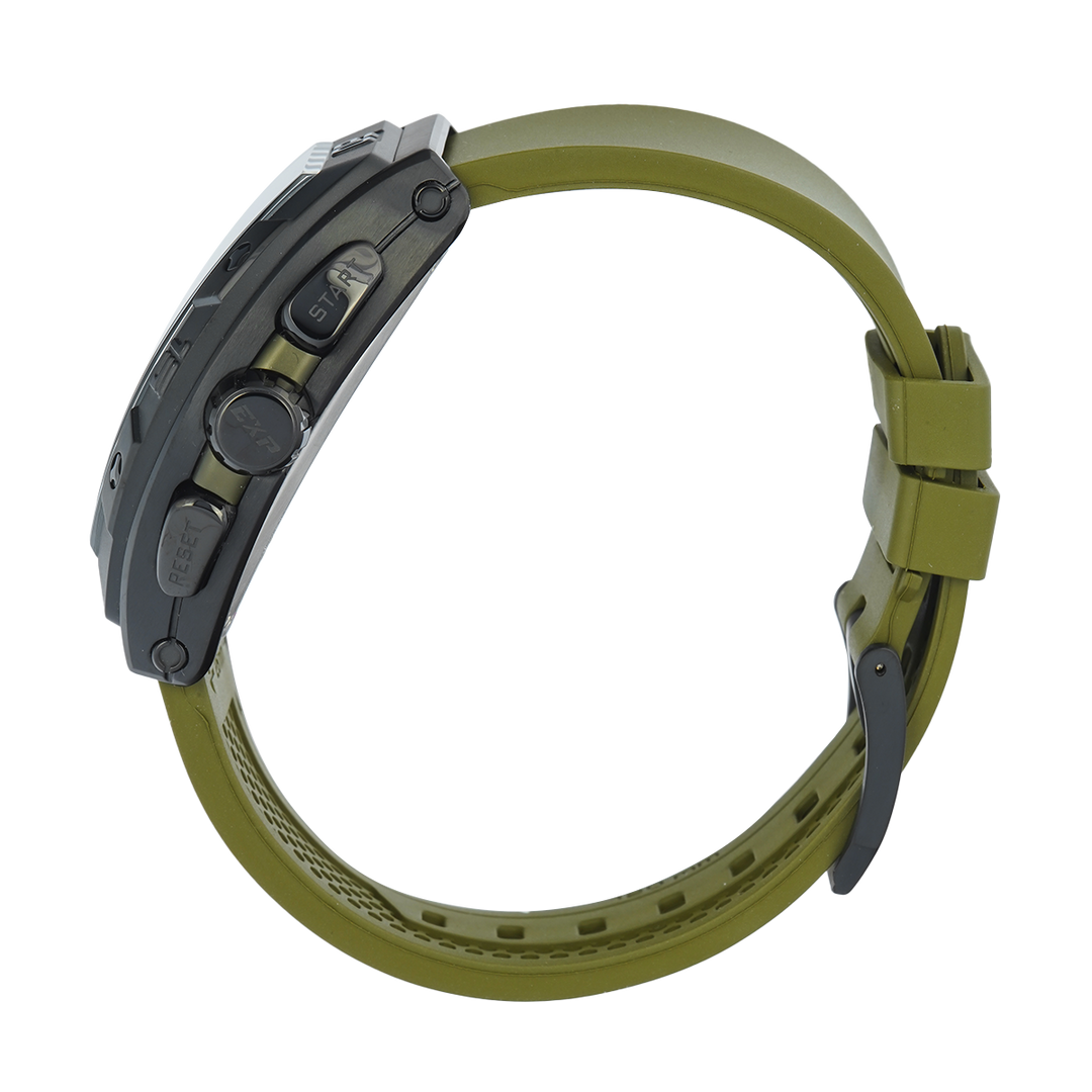 Jam Tangan Expedition EXP EX 6800 MCRIPGNBA Men Black Dial Green Rubber Strap