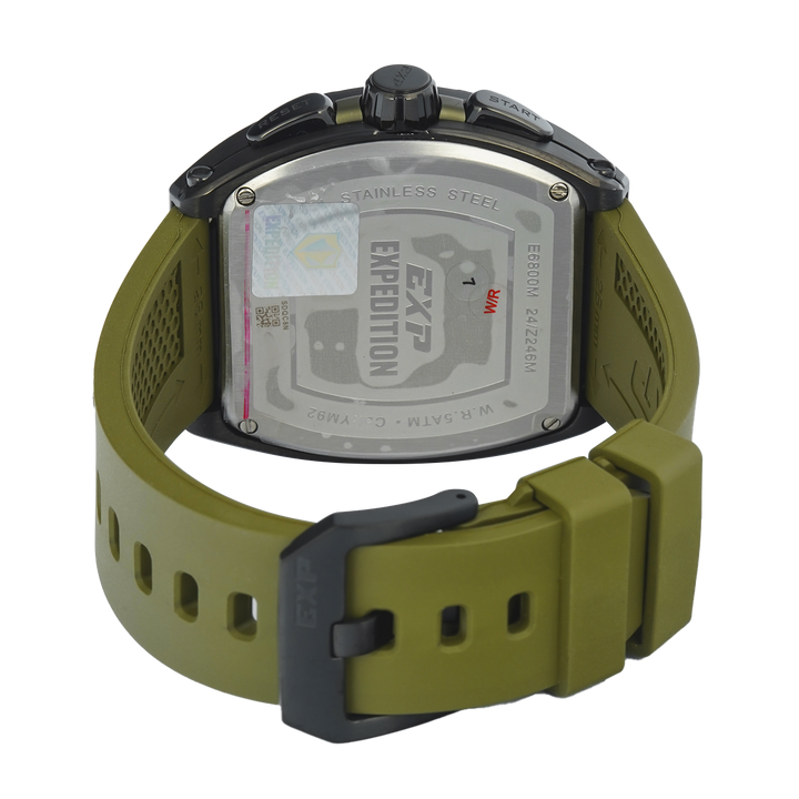 Jam Tangan Expedition EXP EX 6800 MCRIPGNBA Men Black Dial Green Rubber Strap