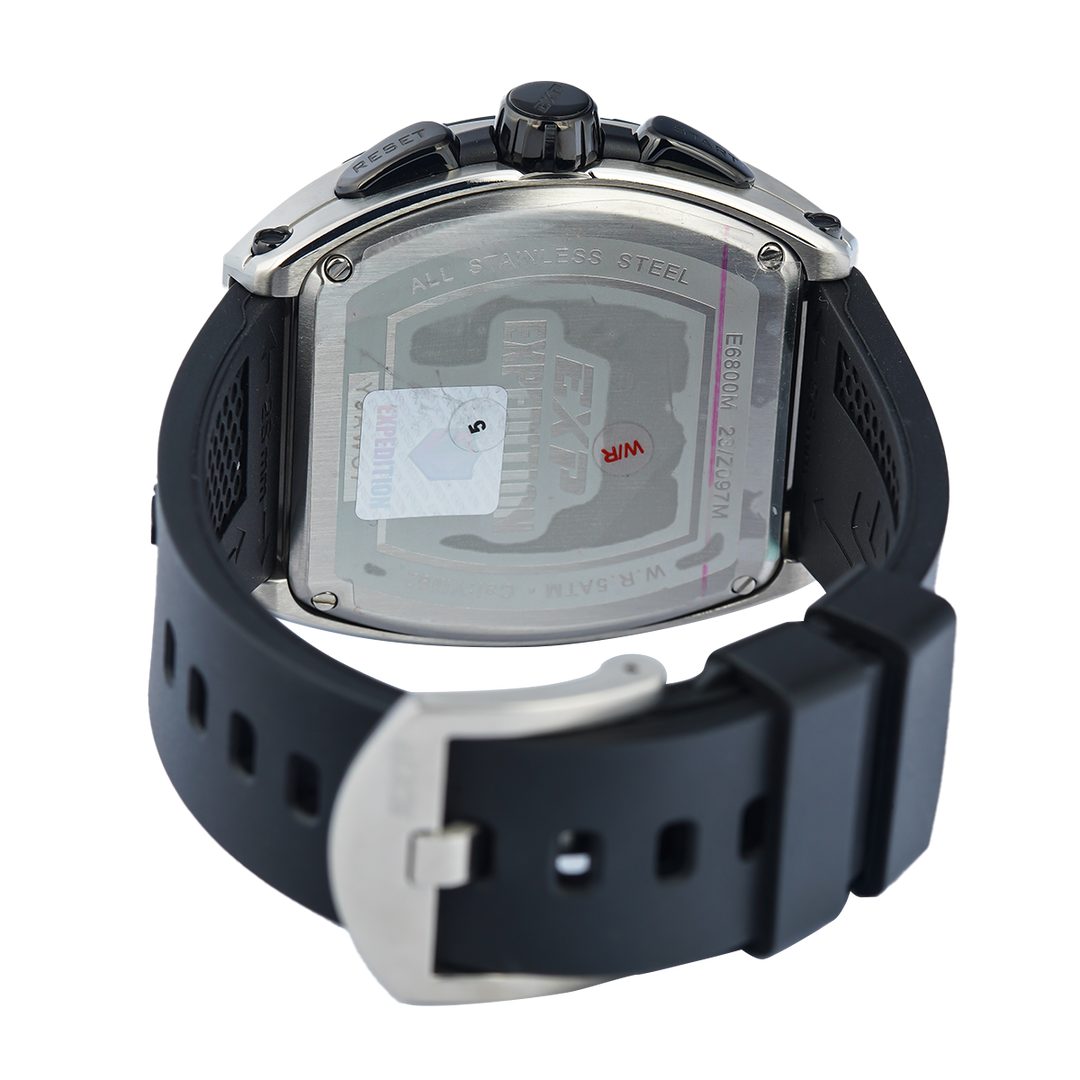 Jam Tangan Expedition EXP EX 6800 MCRTBBABA Men Black Dial Black Rubber Strap