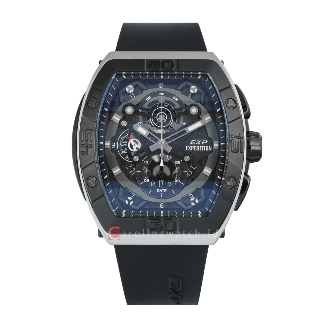 Jam Tangan Expedition EXP EX 6800 MCRTBBABA Men Black Dial Black Rubber Strap