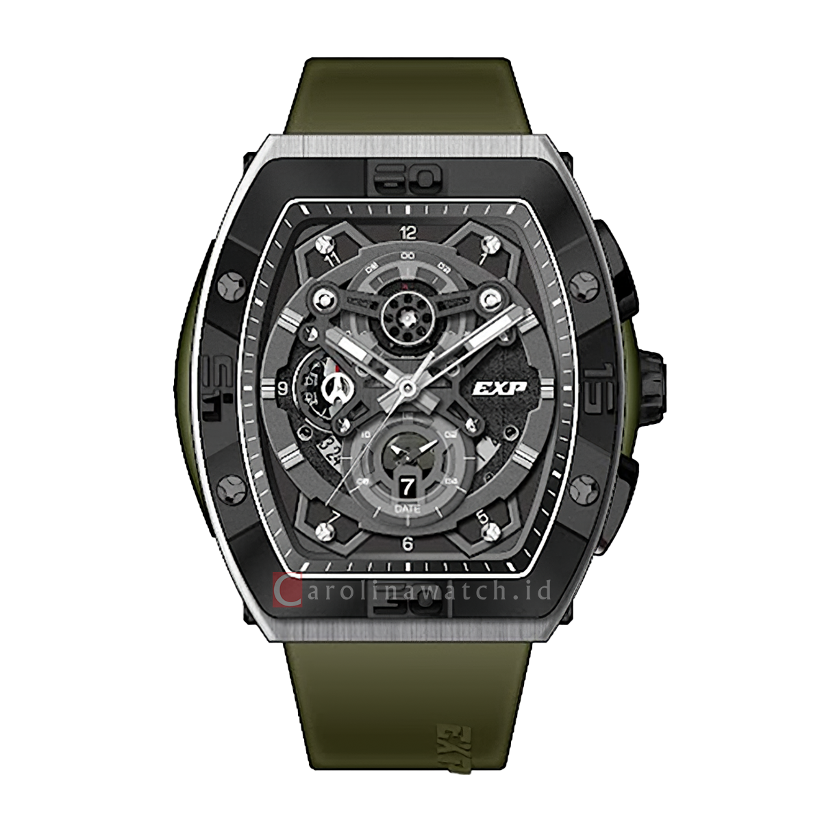 Jam Tangan Expedition EXP EX 6800 MCRTBBAGN Men Black Dial Green Rubbe ...