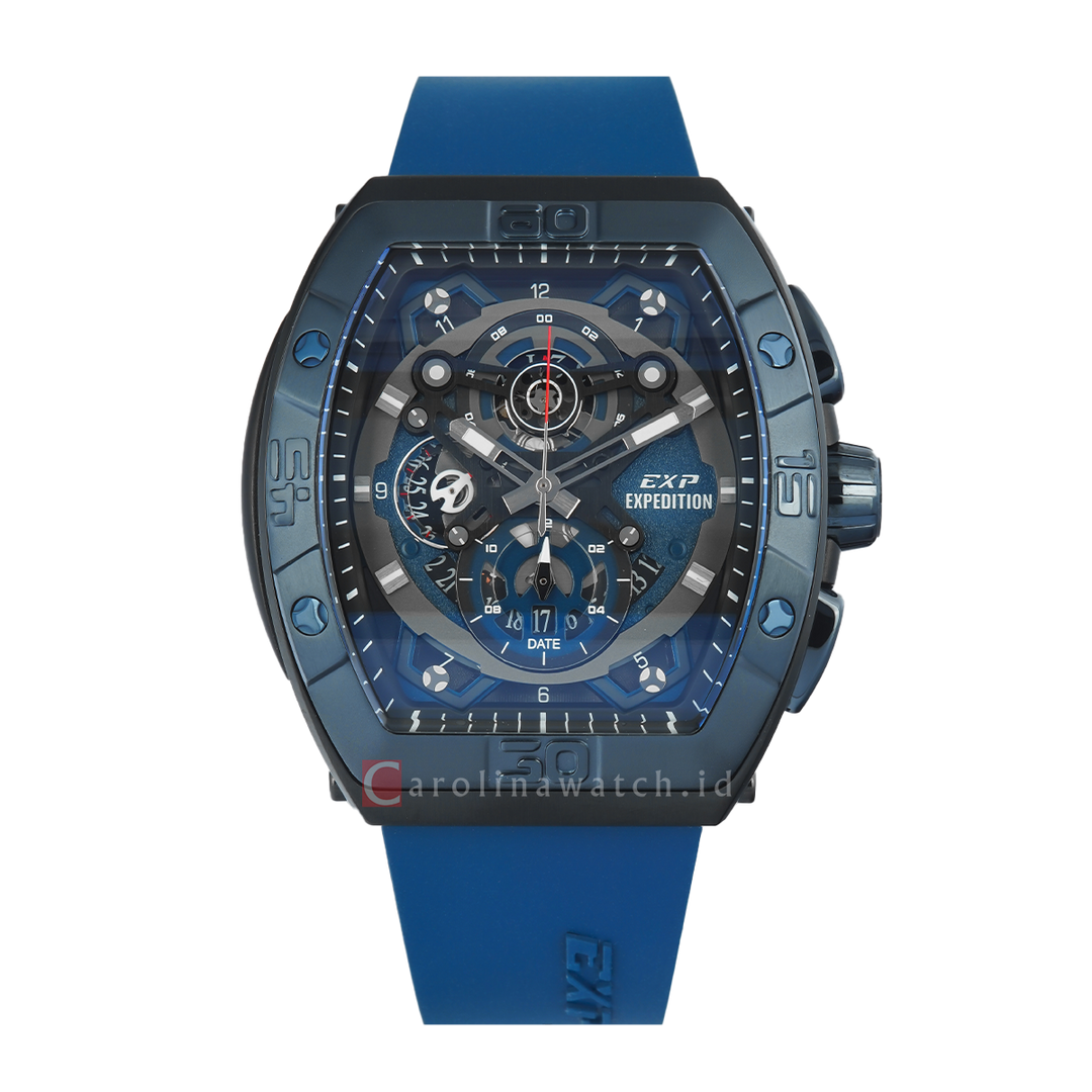 Jam Tangan Expedition EXP EX 6800 MCRUBBABU Men Blue Dial Blue Rubber Strap