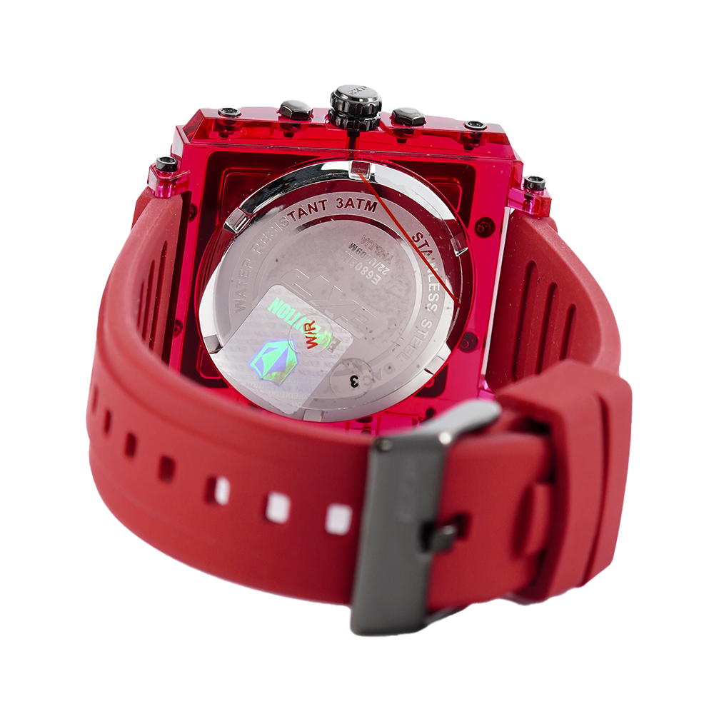 Jam Tangan Expedition EX 6808 BFRIGBARE Women Black Dial Red Rubber Strap
