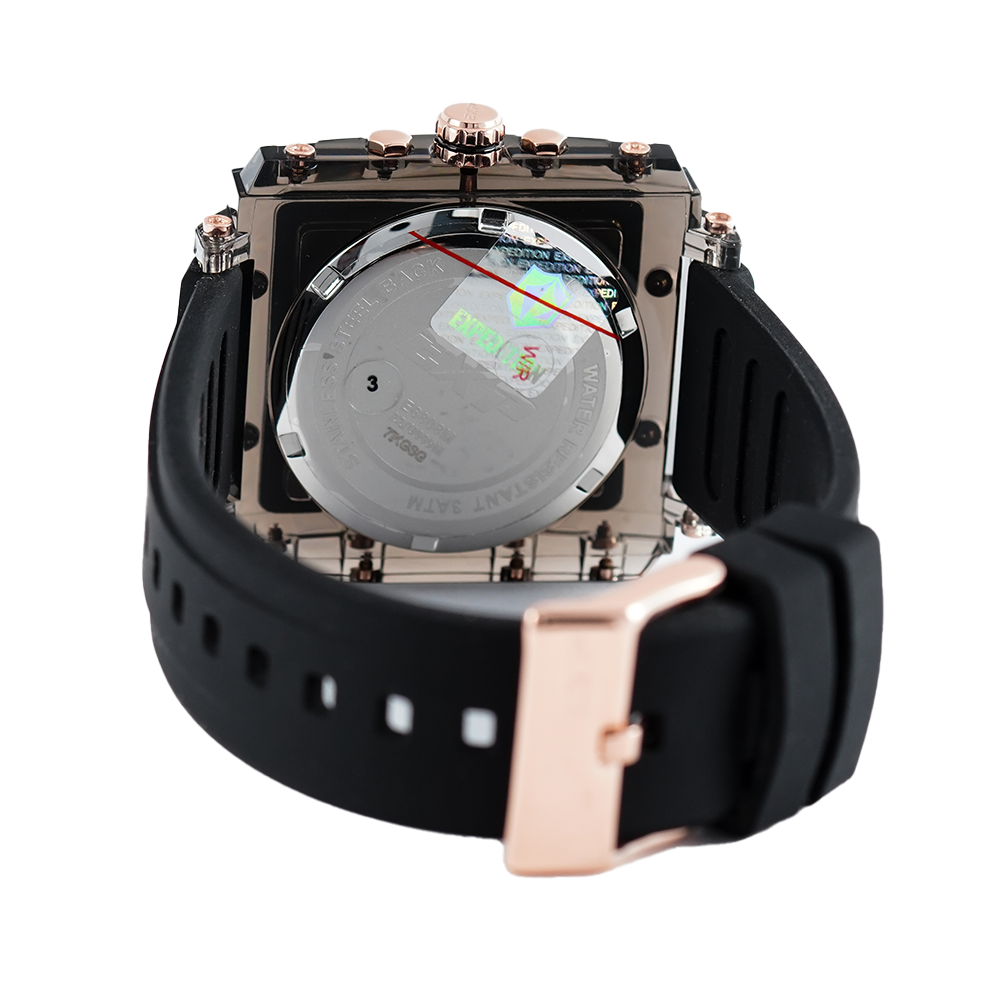 Jam Tangan Expedition EXP EX 6808 BFRRGBA Women Black Dial Black Rubber Strap