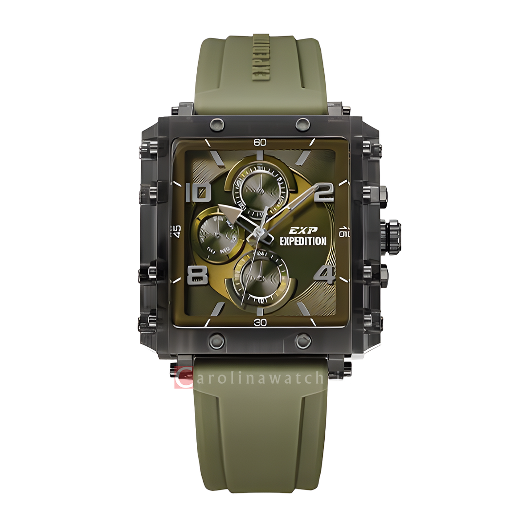 Jam Tangan Expedition EXP EX 6808 MFRIGGN Men Green Dial Green Rubber Strap