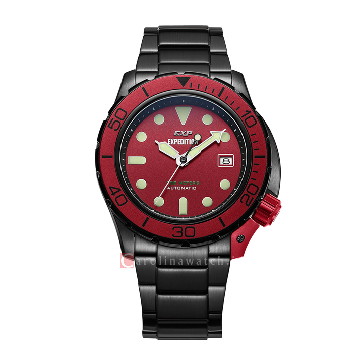 Jam Tangan Expedition EXP Sport EX 6809 MABIPRE Men Red Dial Black Stainless Steel Strap