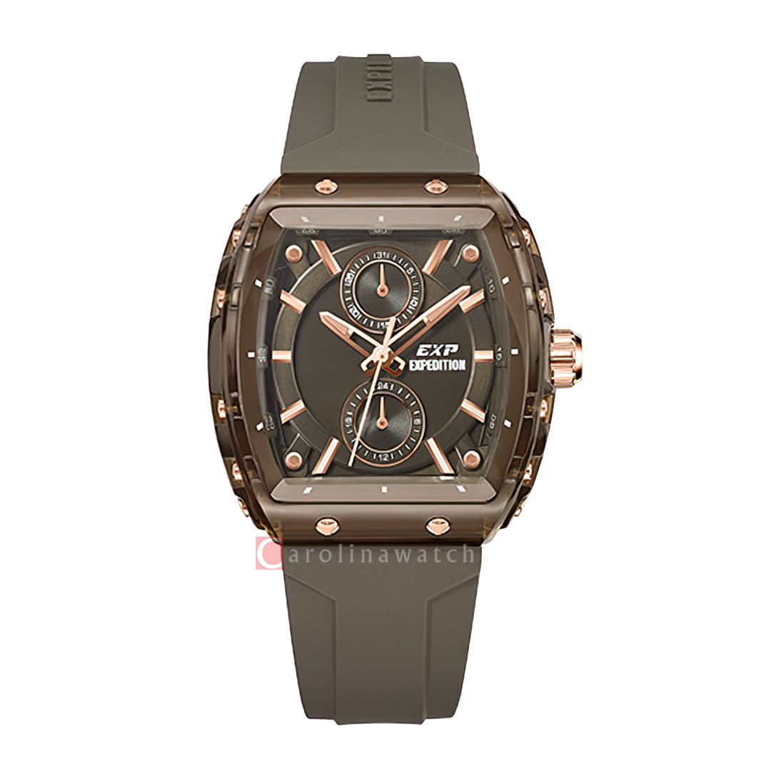 Jam Tangan Expedition EXP EX 6814 MFRRGBO Men Brown Dial Brown Rubber Strap