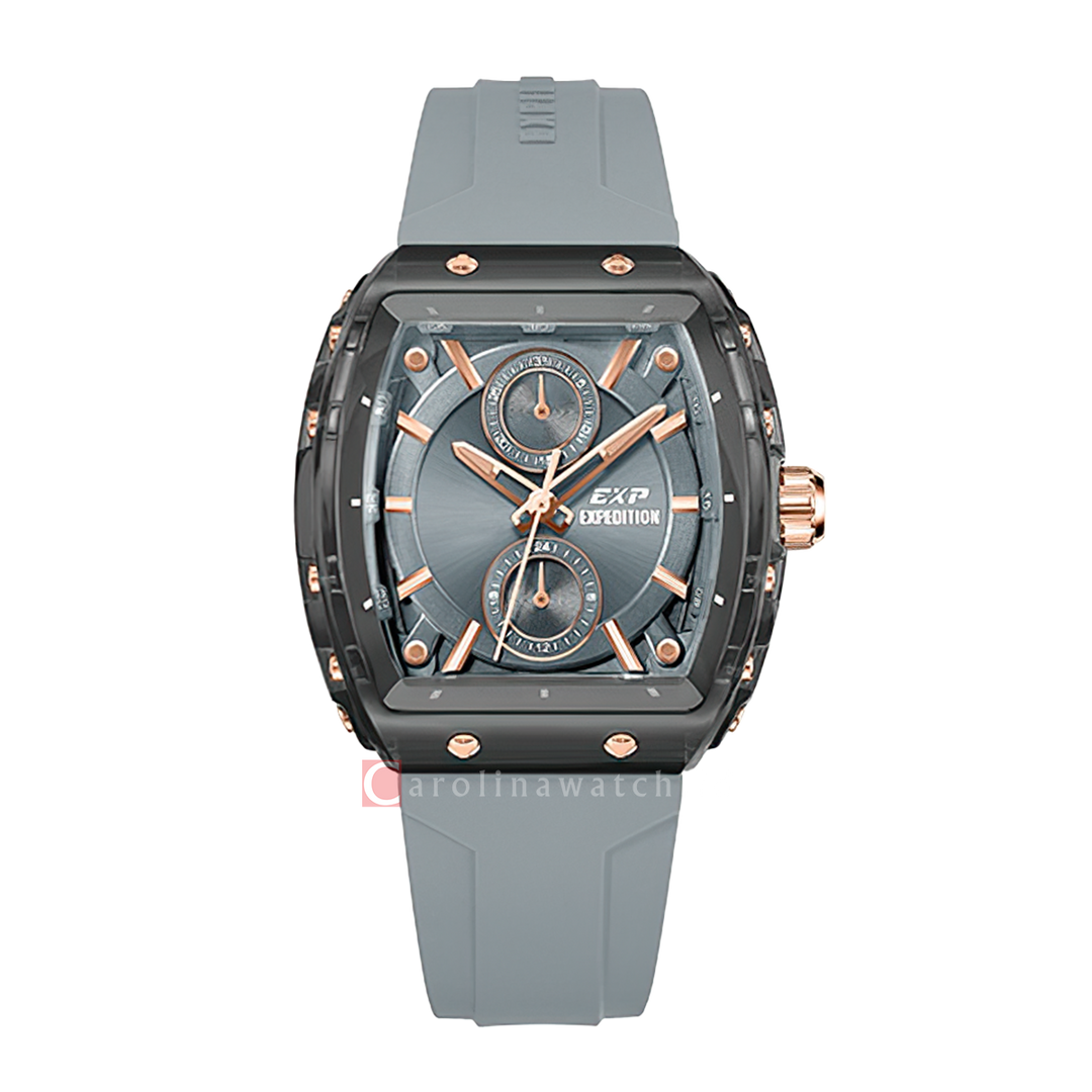Jam Tangan Expedition EXP EX 6814 MFRRGDG Men Grey Dial Grey Rubber Strap