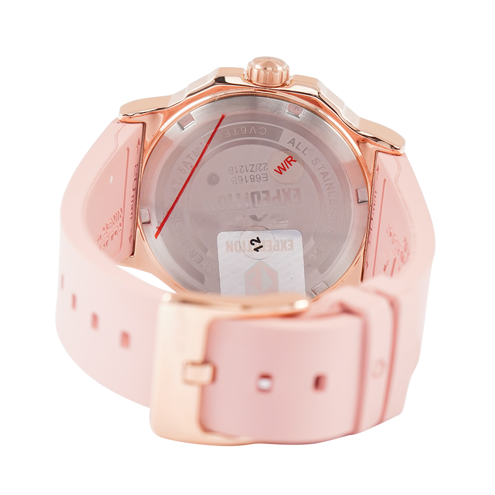 Jam Tangan Expedition EXP EX 6816 BFRRGPN Women Glamour Pink Dial Pink Rubber Strap