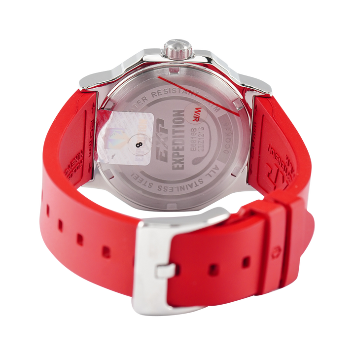 Jam Tangan Expedition EXP EX 6816 BFRSSRE Women Red Dial Red Rubber Strap
