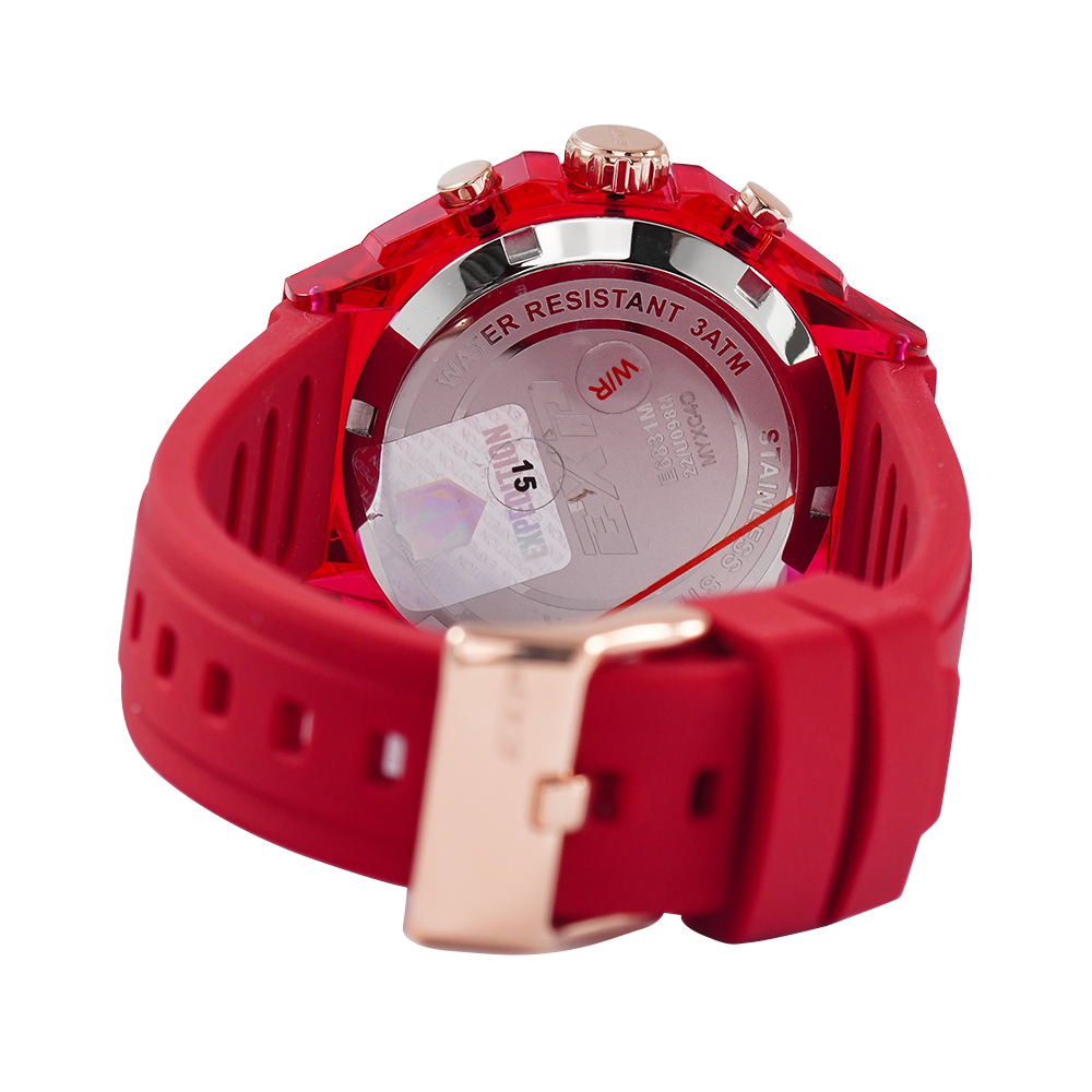 Jam Tangan EXP EX 6831 MHRRGRE Men Red Digital-Analog Dial Red Rubber Strap