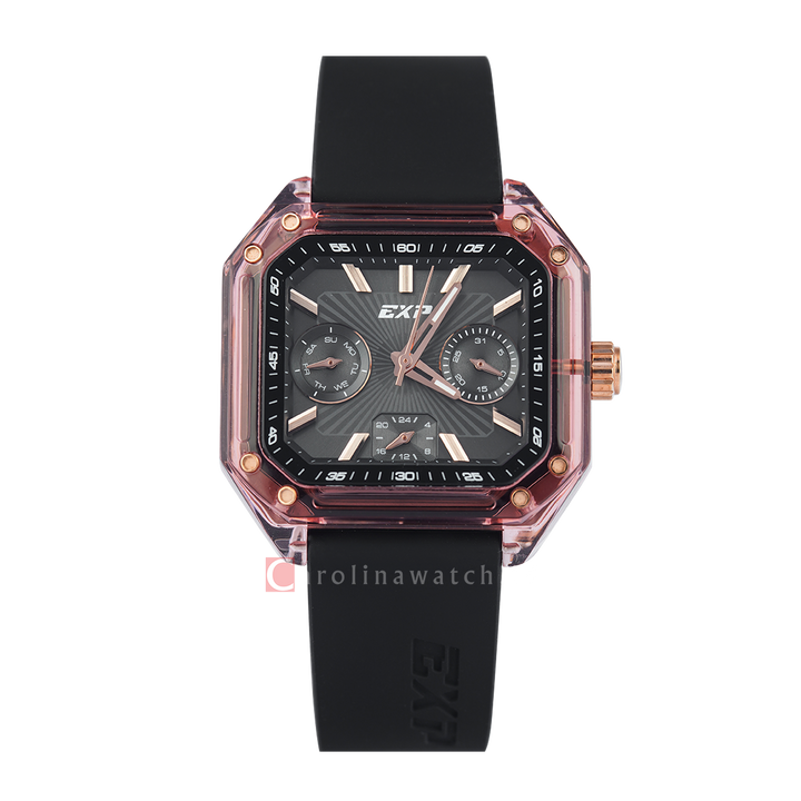 Jam Tangan Expedition EXP EX 6840 MFRPNBA Women Black Dial Black Rubber Strap
