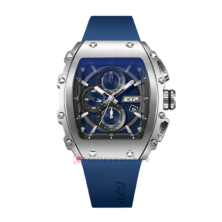Jam Tangan Expedition EXP Chronograph EX 6846 MCRSSBU Men Blue Dial Blue Rubber Strap