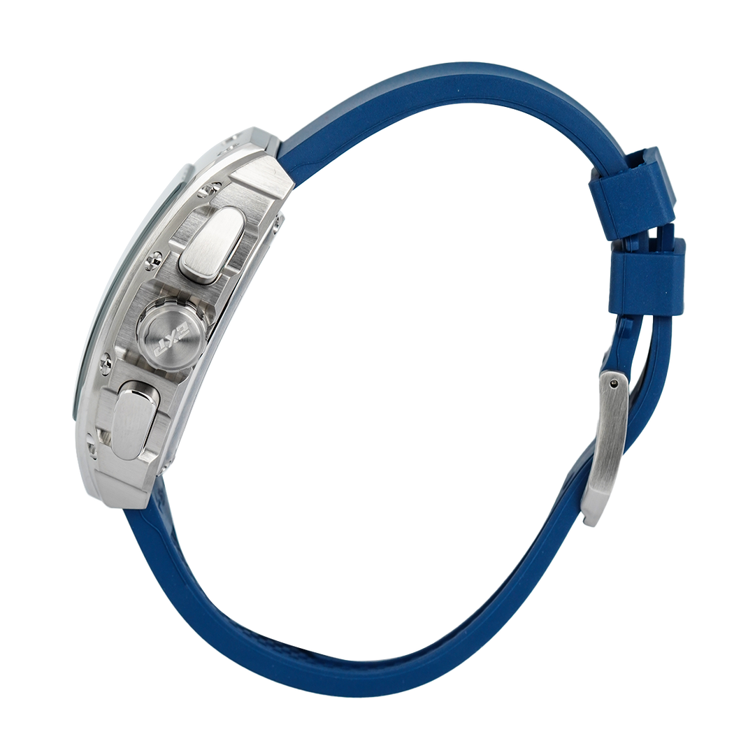 Jam Tangan Expedition EXP Chronograph EX 6846 MCRSSBU Men Blue Dial Blue Rubber Strap