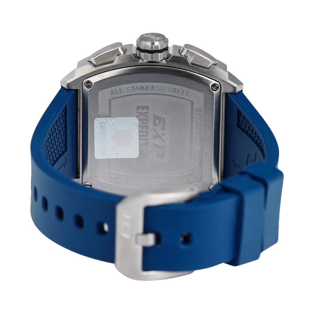 Jam Tangan Expedition EXP Chronograph EX 6846 MCRSSBU Men Blue Dial Blue Rubber Strap