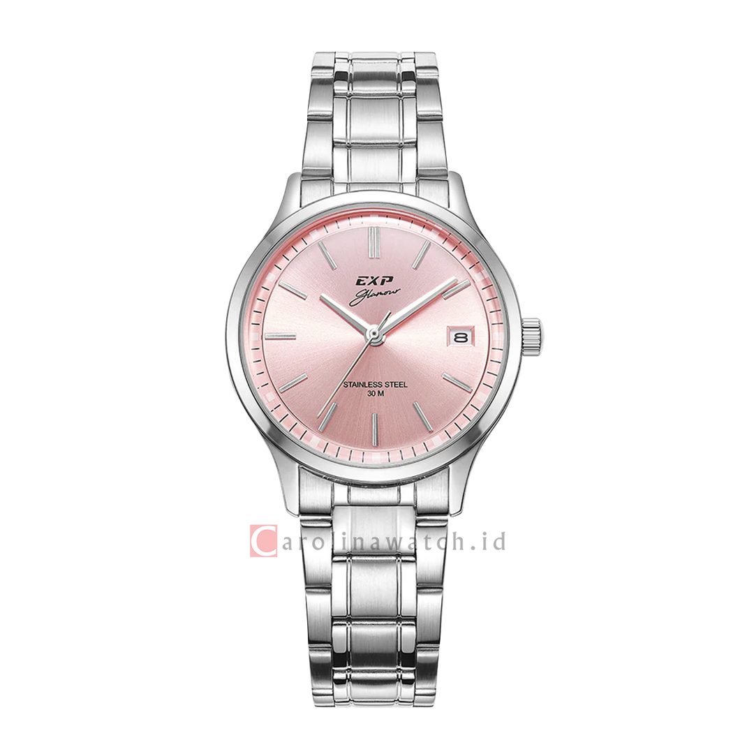 Jam Tangan Expedition EXP Glamour EX 6853 LDBSSPN Women Pink Dial Stainless Steel Strap Strap