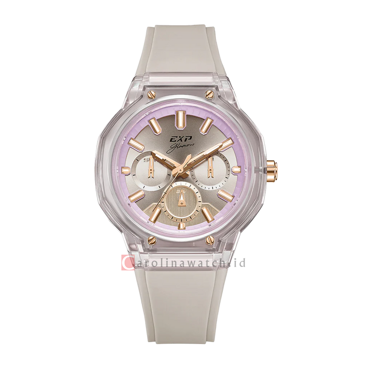 Jam Tangan EXP Glamour EX 6859 BFRRGGRPN Women Grey Dial Grey Rubber Strap