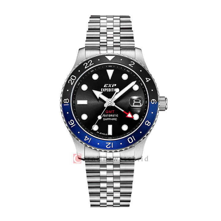 Jam Tangan Expedition EXP EX 6862 MABSSBABU Men Black Dial Stainless Steel Strap