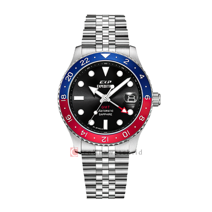 Jam Tangan Expedition EXP EX 6862 MABSSBARE Men Black Dial Stainless Steel Strap