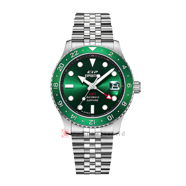 Jam Tangan Expedition EXP EX 6862 MABSSGN Men Green Dial Stainless Steel Strap