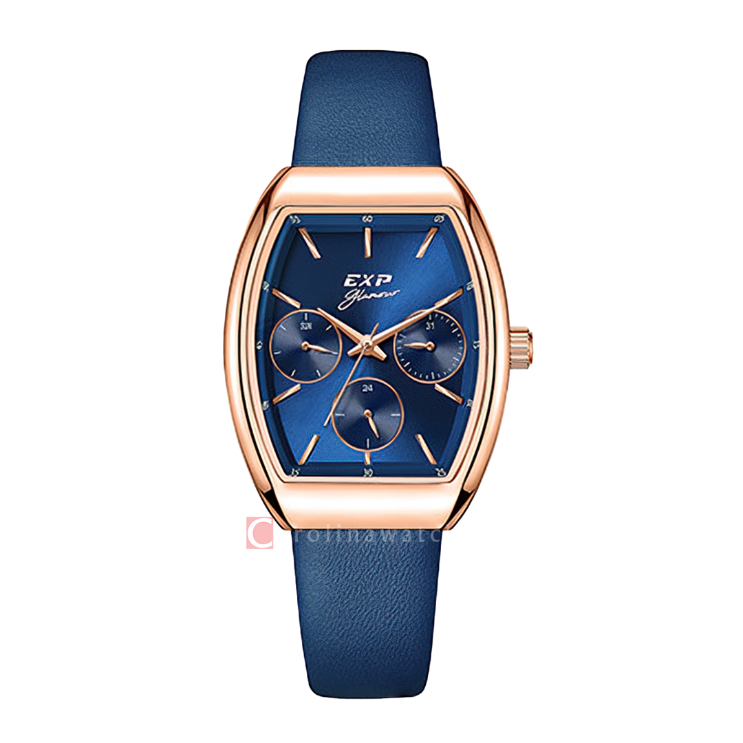 Jam Tangan EXP Glamour EX 6863 BFLRGBU Women Blue Dial Blue Rubber Strap