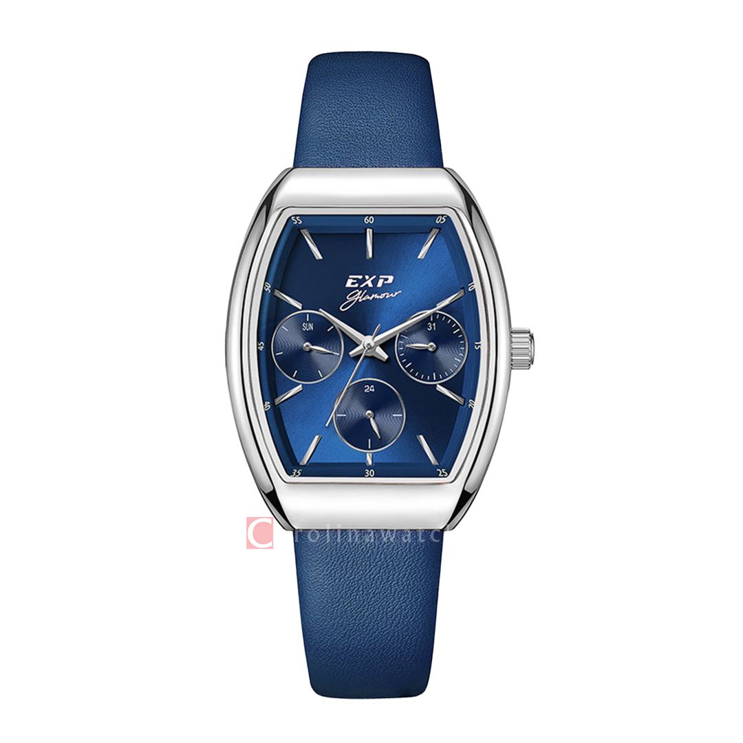 Jam Tangan Expedition EXP Glamour EX 6863 BFLSSBU Women Blue Dial Blue Rubber Strap