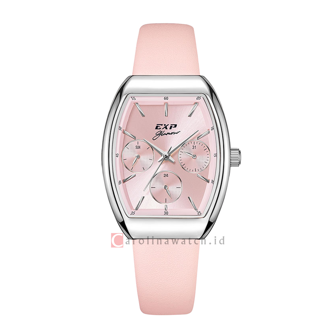 Jam Tangan Expedition EXP Glamour EX 6863 BFLSSPN Women Pink Dial Pink Rubber Strap