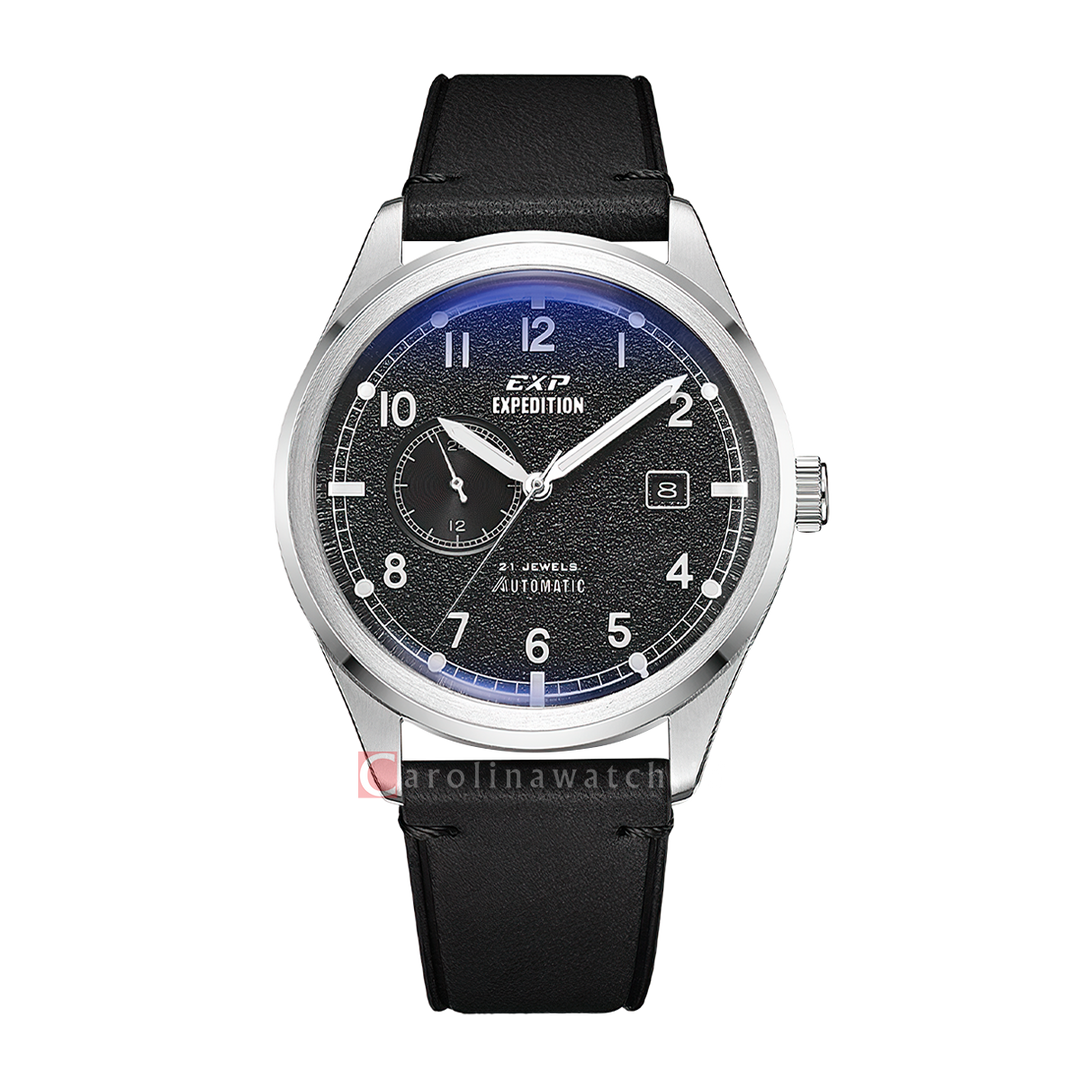 Jam Tangan Expedition EXP EX 6864 MALSSBA Automatic Men Black Dial Black Leather Strap