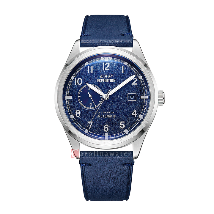 Jam Tangan Expedition EXP EX 6864 MALSSBU Automatic Men Blue Dial Blue Leather Strap