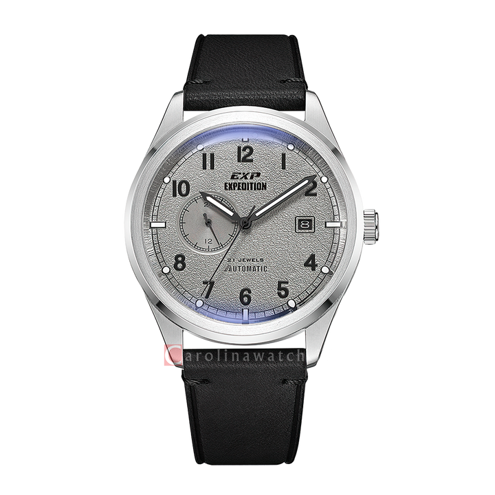 Jam Tangan Expedition EXP EX 6864 MALSSGR Automatic Men Grey Dial Black Leather Strap