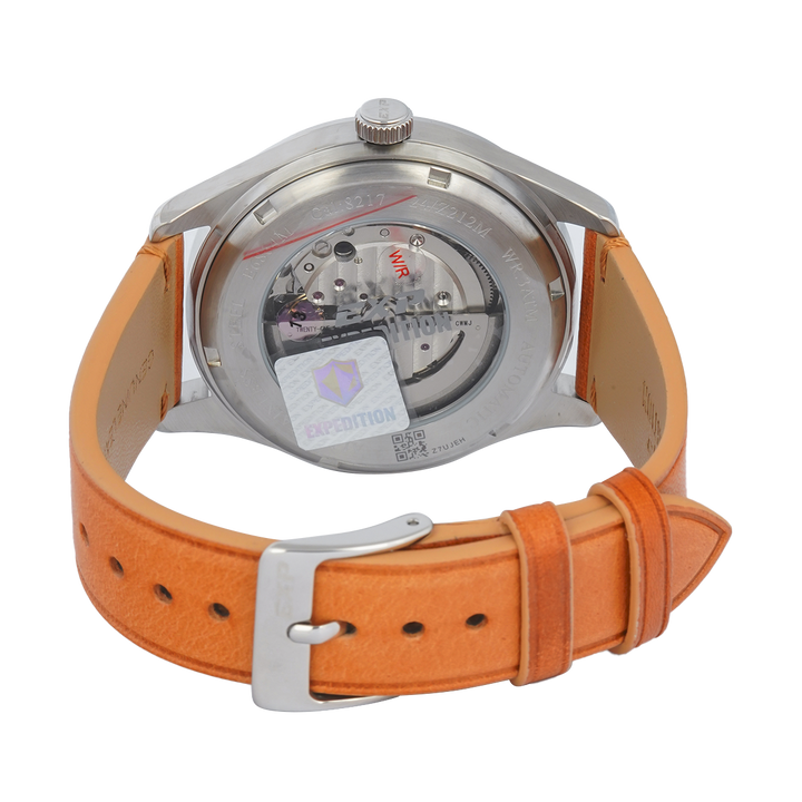 Jam Tangan Expedition EXP EX 6864 MALSSIV Automatic Men Analog Dial Ivory Leather Strap