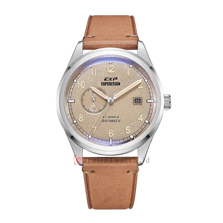 Jam Tangan Expedition EXP EX 6864 MALSSIV Automatic Men Analog Dial Ivory Leather Strap