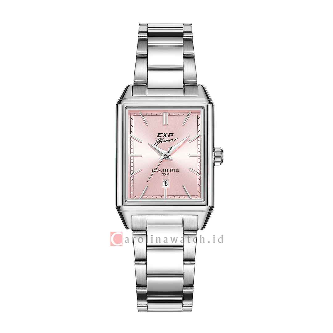 Jam Tangan Expedition EXP Glamour EX 6866 LDBSSPN Women Pink Dial Stainless Steel Strap