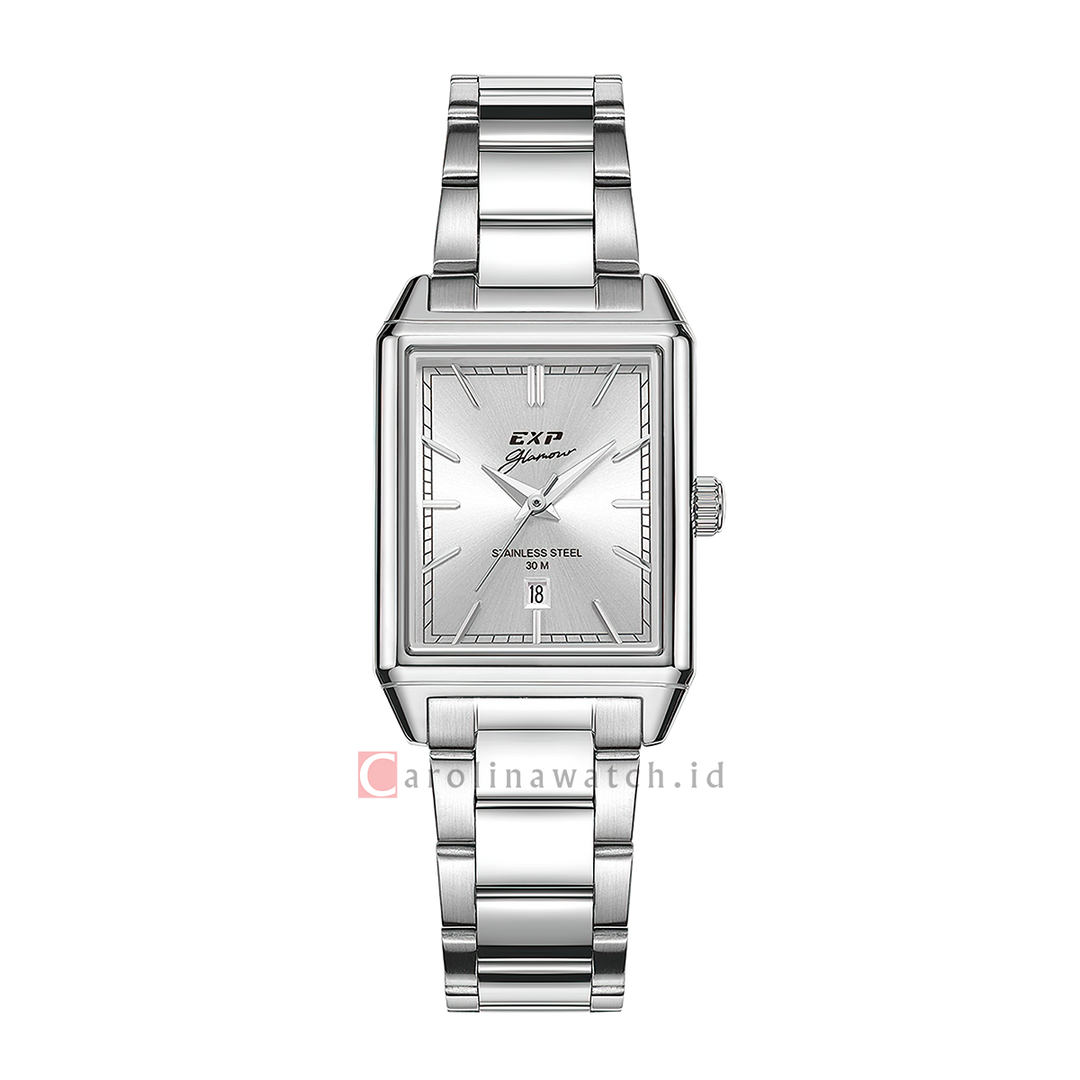Jam Tangan Expedition EXP Glamour EX 6866 LDBSSSL Women Silver Dial Stainless Steel Strap