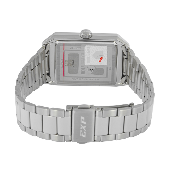 Jam Tangan Expedition EXP EX 6866 MDBSSBA Men Black Dial Stainless Steel Strap