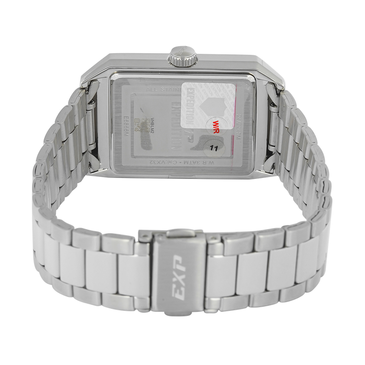 Jam Tangan Expedition EXP EX 6866 MDBSSBURM Tank Men Blue Dial Stainless Steel Strap