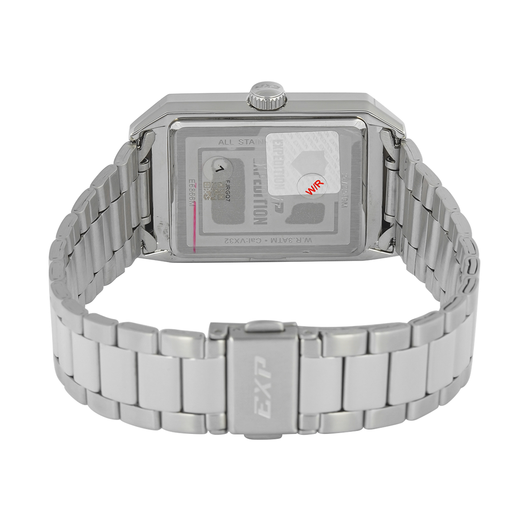 Jam Tangan Expedition EXP EX 6866 MDBSSGRIVRM Tank Men Grey Dial Stainless Steel Strap