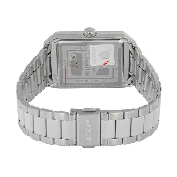 Jam Tangan Expedition EXP EX 6866 MDBSSGRIVRM Tank Men Grey Dial Stainless Steel Strap