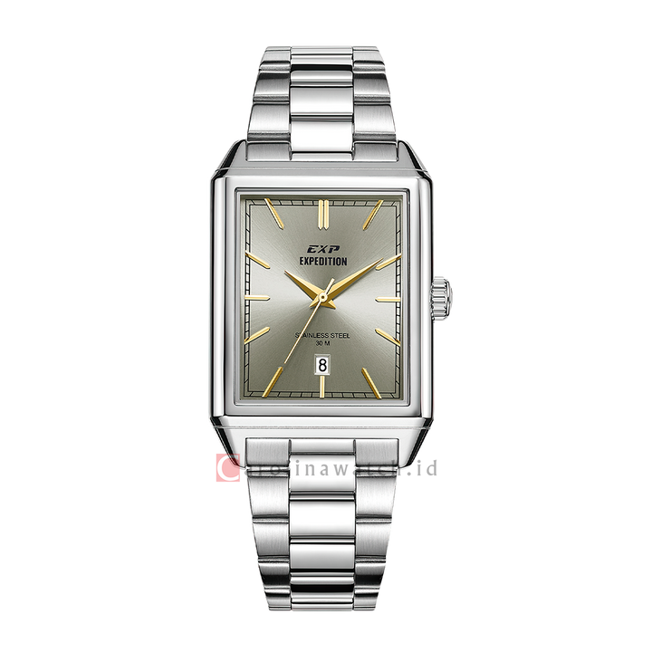 Jam Tangan Expedition EXP EX 6866 MDBSSGRIV Men Grey Dial Stainless Steel Strap