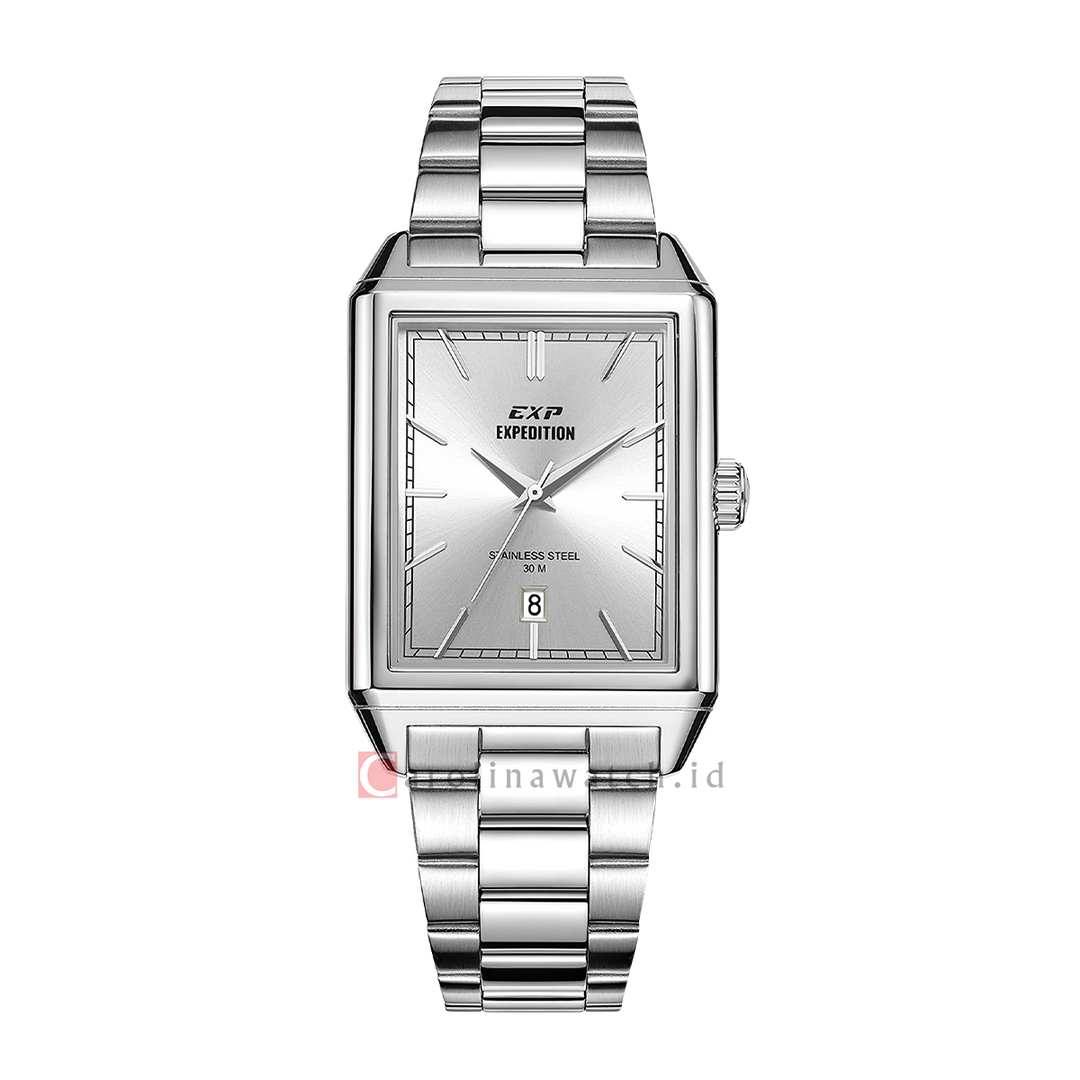 Jam Tangan Expedition EXP EX 6866 MDBSSSL Men Silver Dial Stainless Steel Strap