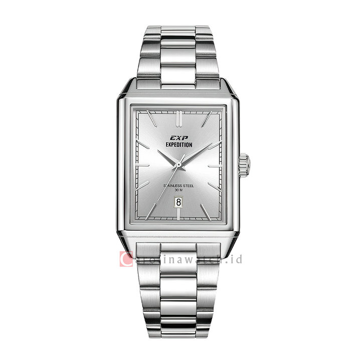 Jam Tangan Expedition EXP EX 6866 MDBSSSL Men Silver Dial Stainless Steel Strap
