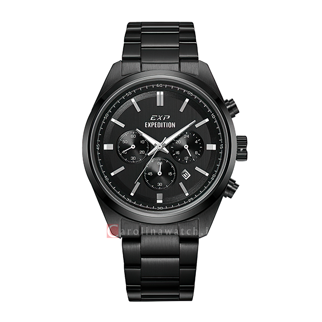 Jam Tangan Expedition EXP EX 6867 MCBIPBA Men Black Dial Black Stainless Steel Strap