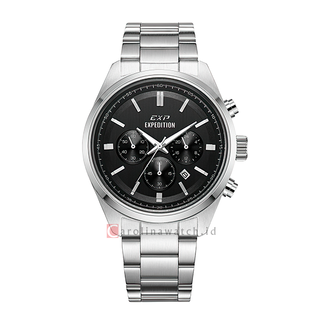 Jam Tangan Expedition EXP EX 6867 MCBSSBA Men Black Dial Stainless Steel Strap