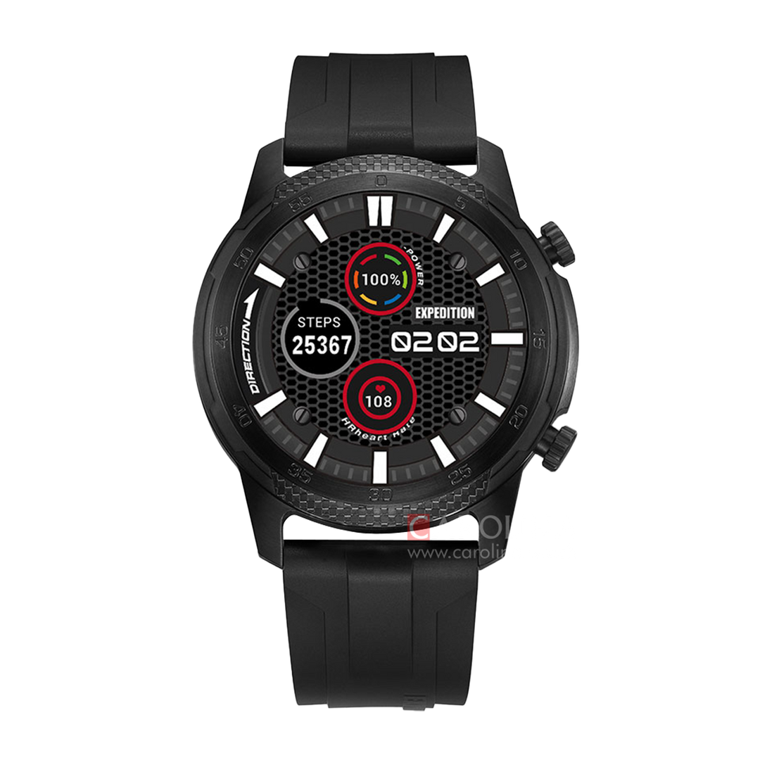 Jam Tangan Expedition EXP EX S001 MFRIPBA Smartwatch Men Black Digital Dial Black Rubber Strap