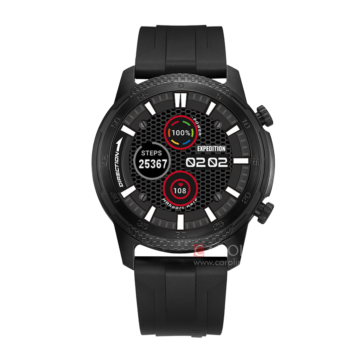 Jam Tangan Expedition EXP EX S001 MFRIPBA Smartwatch Men Black Digital Dial Black Rubber Strap