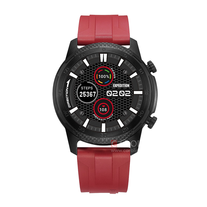 Jam Tangan Expedition EXP EX S001 MFRIPRE Smartwatch Men Black Digital Dial Red Rubber Strap