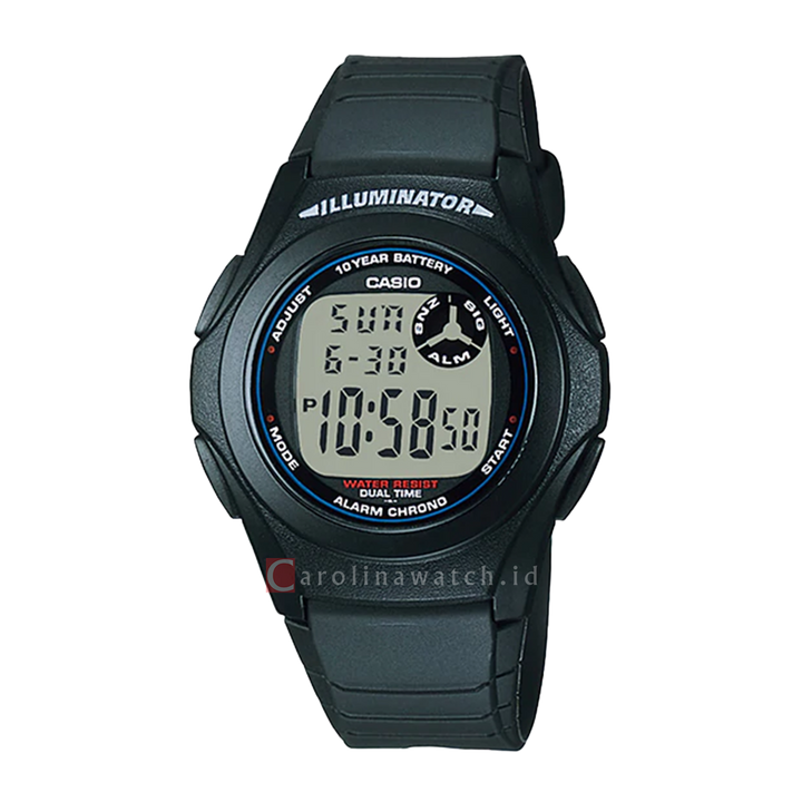 Jam Tangan Casio General F-200W-1A Unisex Digital Dial Black Resin Band