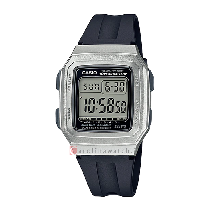 Jam Tangan Casio General F-201WAM-7A Unisex Digital Dial Black Resin Band