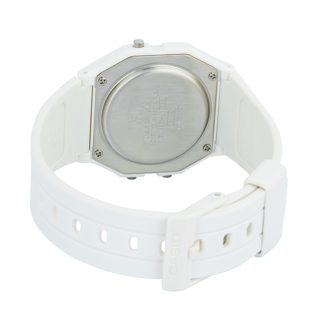 Jam Tangan Casio POP F-91WB-7A Women Digital Dial White Resin Band