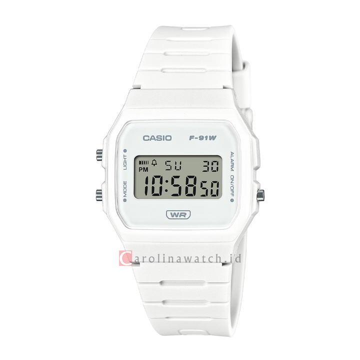 Jam Tangan Casio POP F-91WB-7A Women Digital Dial White Resin Band